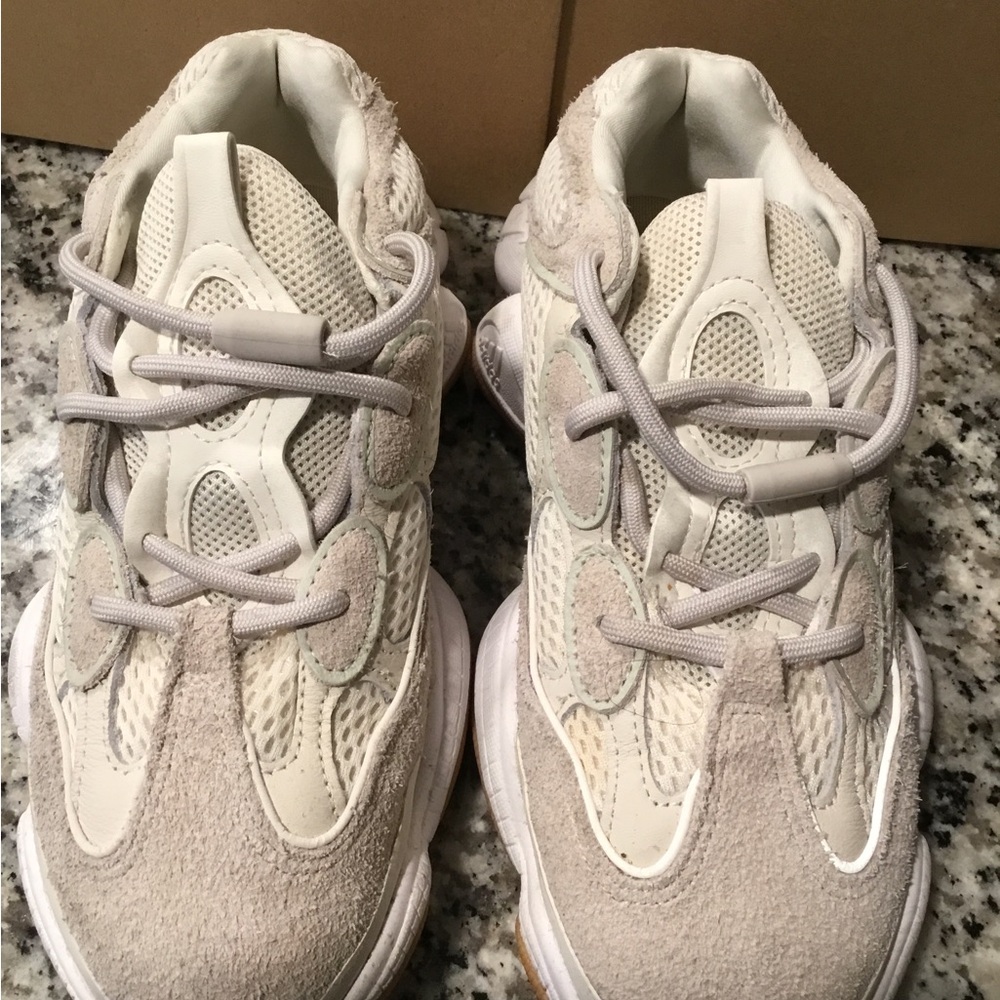 adidas Kids Beige and White Suede Mesh Sneakers